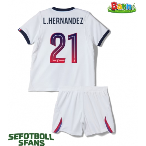 Paris Saint-Germain Lucas Hernandez #21 Bortaställ Barn 2026-27 Kortärmad (+ Korta byxor)